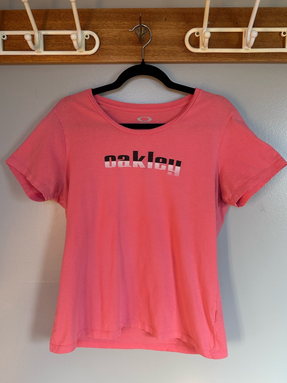 Oakley Coral Pink Logo Short Sleeve Crew Tee